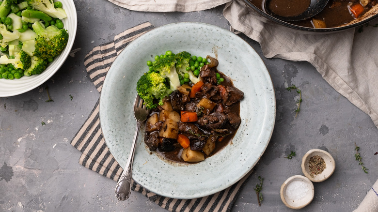 venison stew with Guinness serving