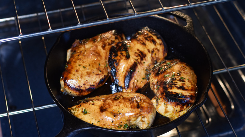 chicken breasts baking in oven