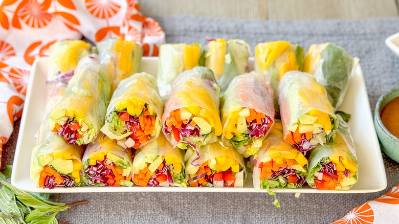 summer rolls on serving platter