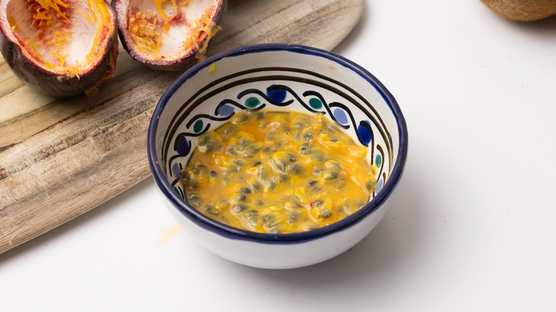 passion fruit pulp in bowl