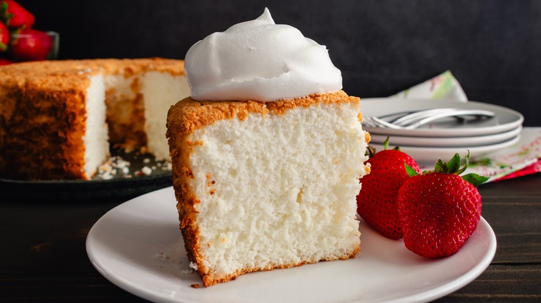 Slice of angel food cake