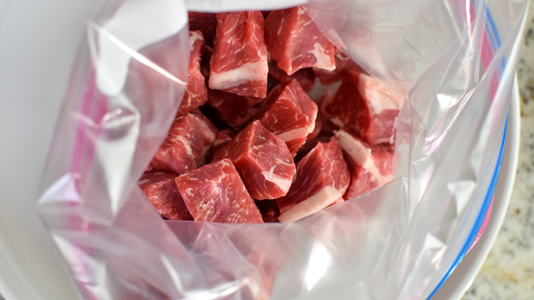 beef cubes in bag