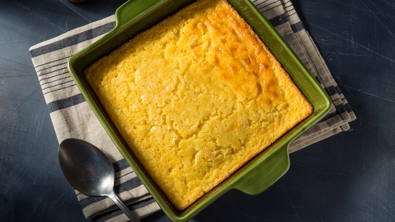 Pan of corn casserole