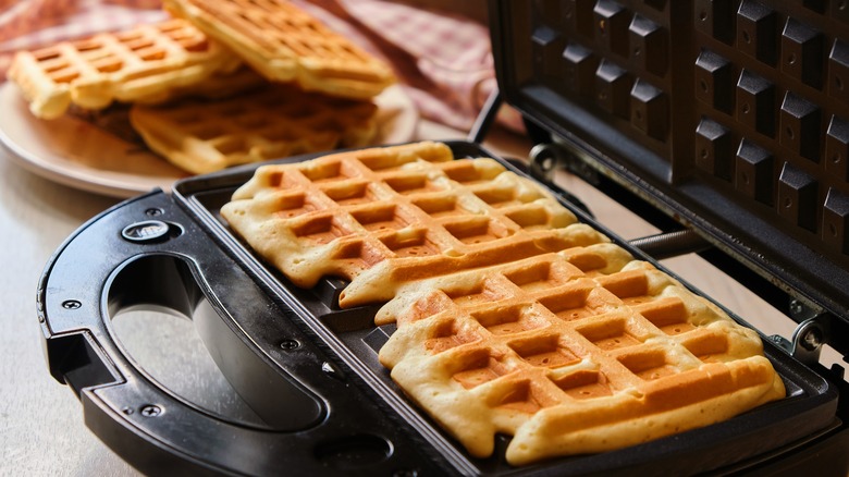 Waffles on waffle maker 