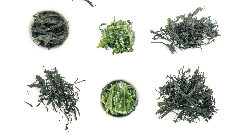 raw and dried wakame