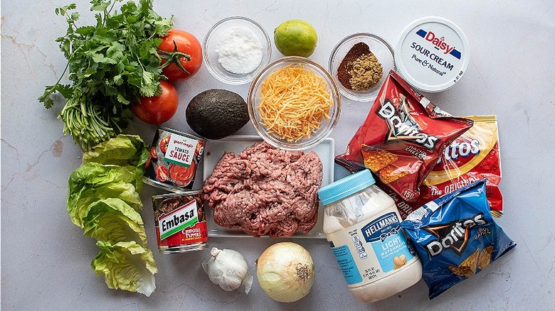 ingredients for walking taco on table