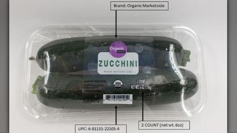 The recalled Organic Marketside Zucchini