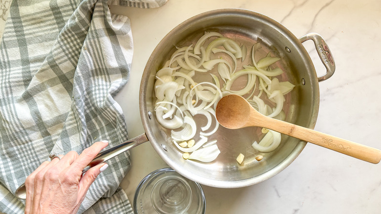 onions in pan