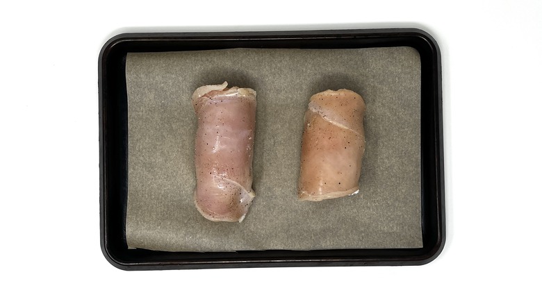 rolled-up chicken breasts