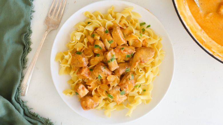 pork paprikash in a bowl 