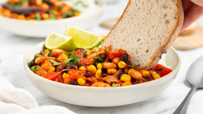 warming bean stew in bowl 