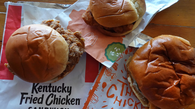 various fast food chicken sandwiches 