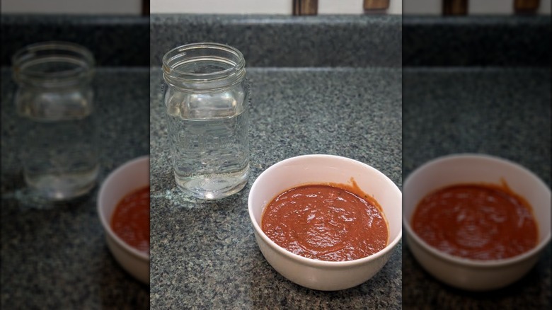 soup with water and ingredients