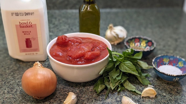 tomato soup ingredients with milk