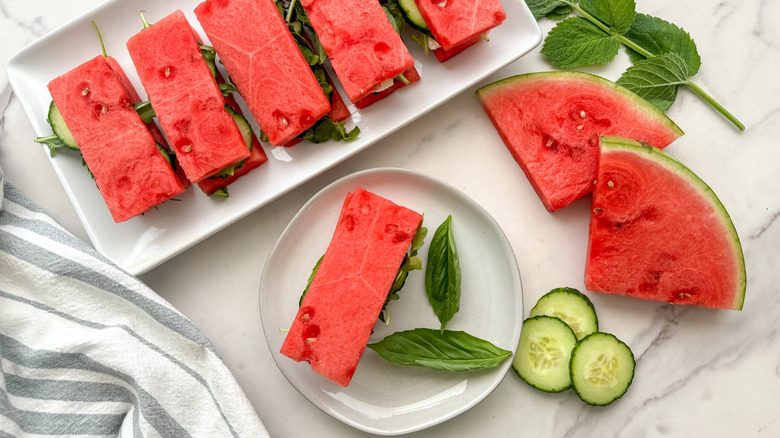 watermelon sandwich on plate