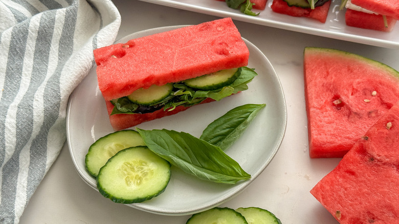 watermelon sandwich on plate