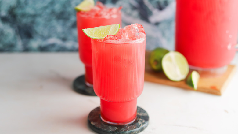 Glass of icy watermelon juice