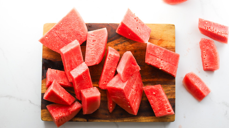 Watermelon cut into large chunks