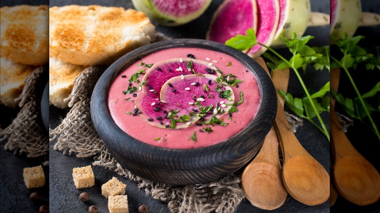 Watermelon radish and beet soup