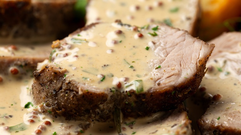 Pork with mustard sauce