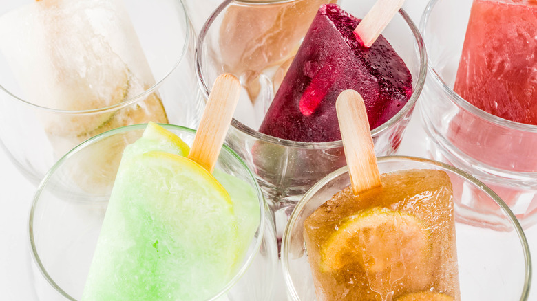 wine popsicles in glasses