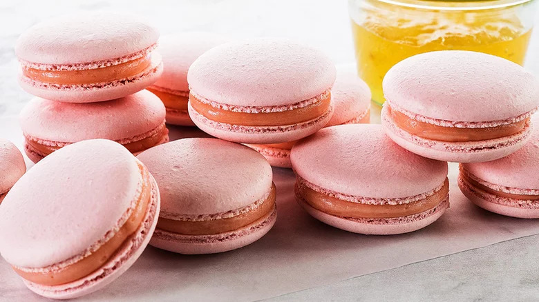Pink French macarons