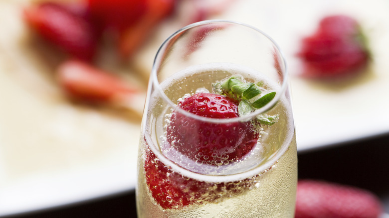 Strawberry soaked in champagne