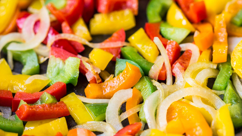 colorful peppers and onions