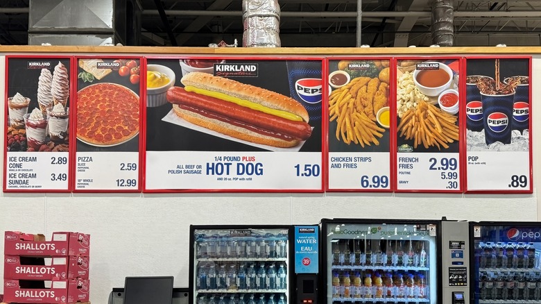 Menu board at Costco food court