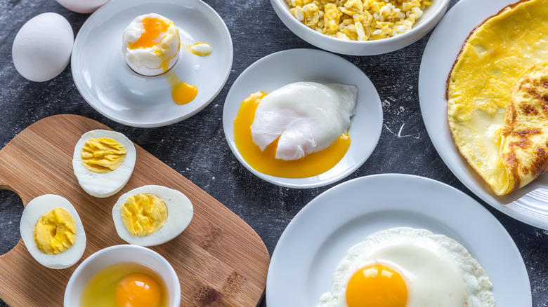 table filled with different eggs