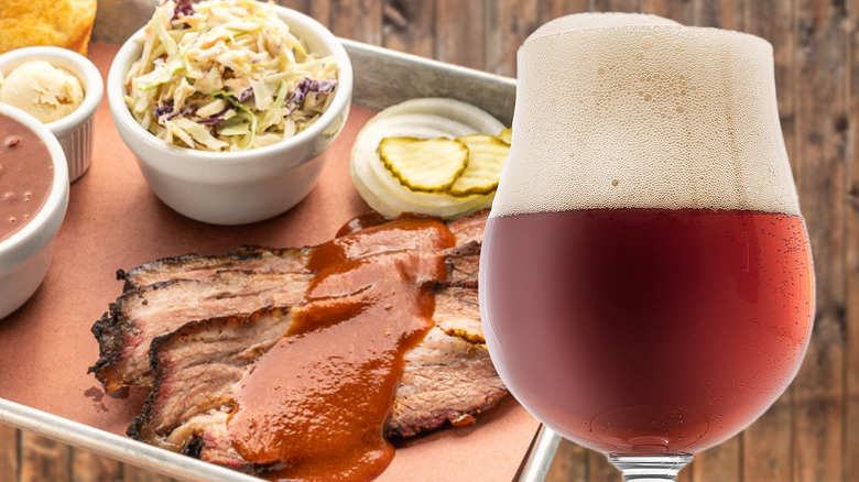 bock beer with Texas barbecue