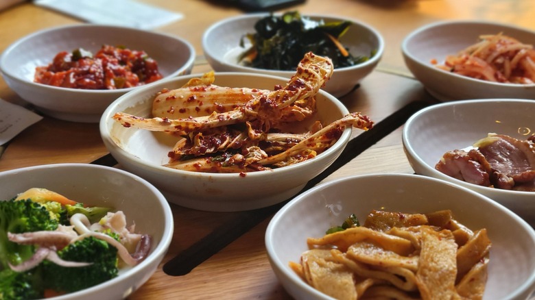 Array of banchan dishes 