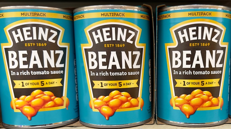 three cans of baked beans