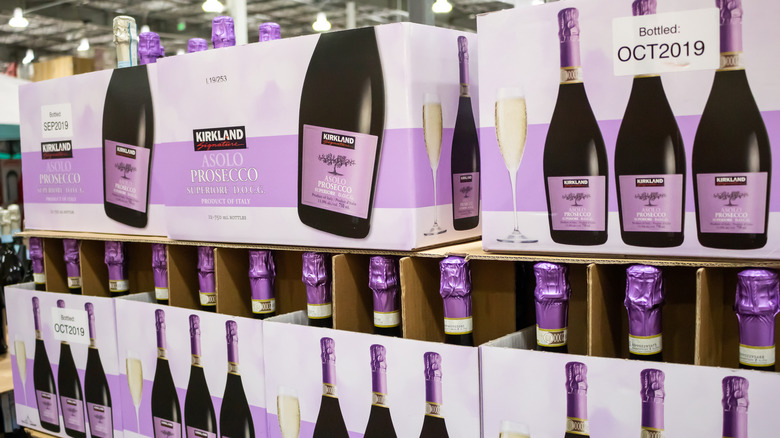 cases of Kirkland Prosecco in Costco