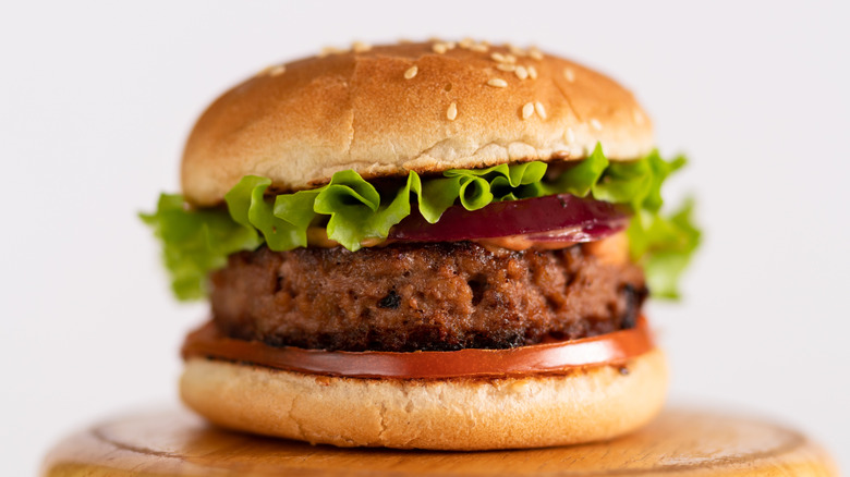 Close-up of a plant-based burger