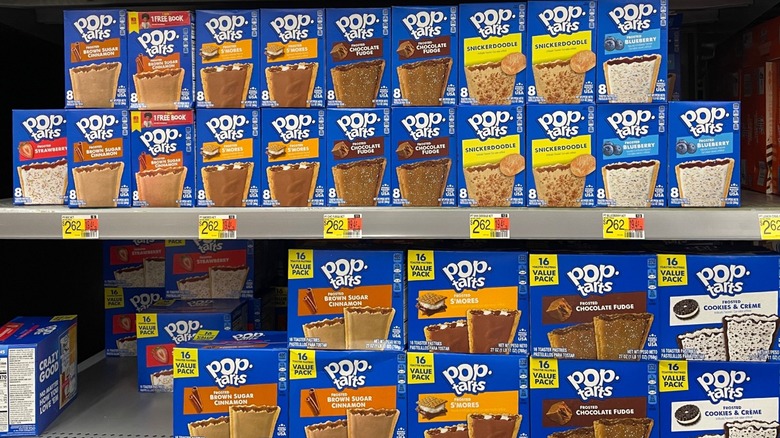 variety of pop tart flavors on store shelf