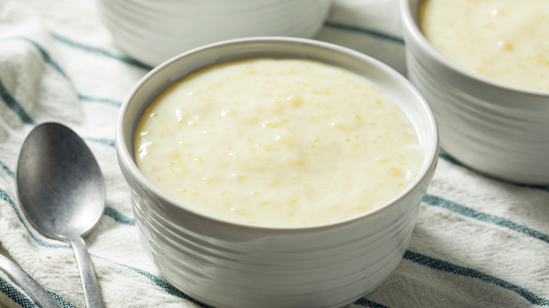 Tapioca pudding in bowl