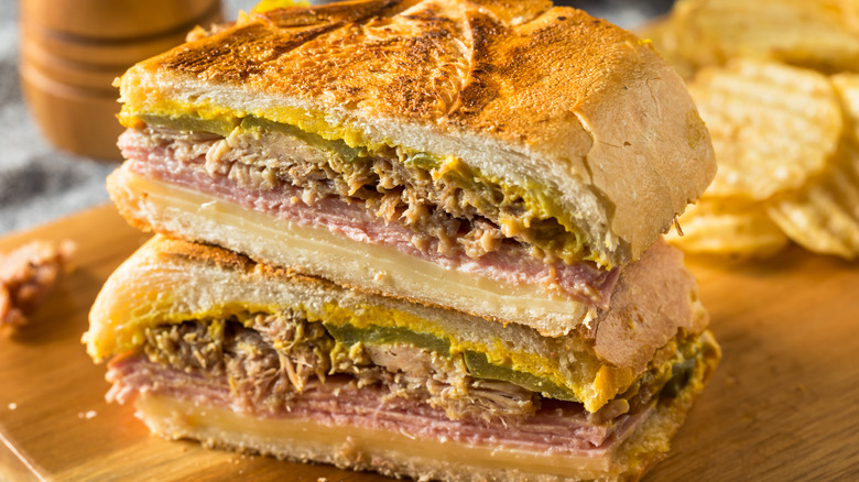 Cuban sandwich on table