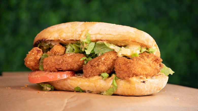 Po' Boy sandwich on counter