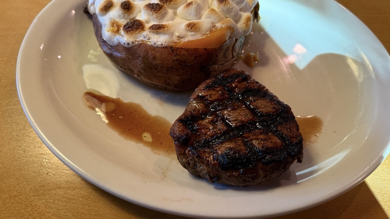 Filet mignon with sweet potato from Texas Roadhouse.