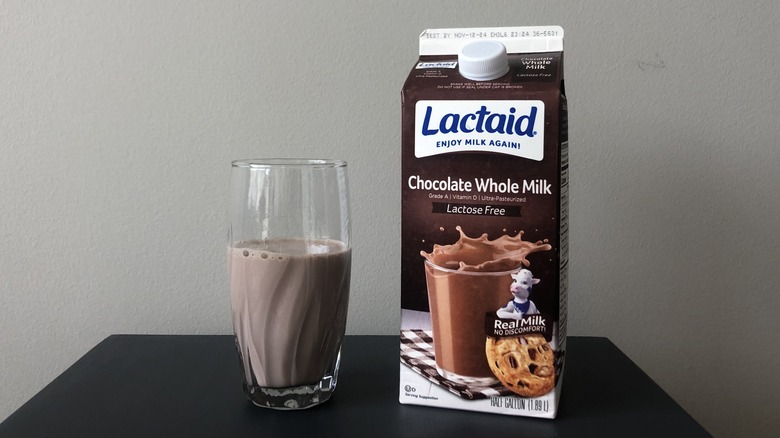 Lactaid chocolate milk in glass