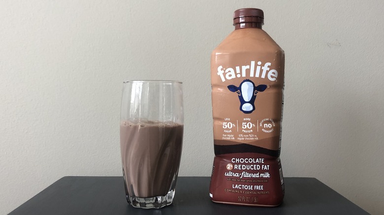 Fairlife chocolate milk in glass