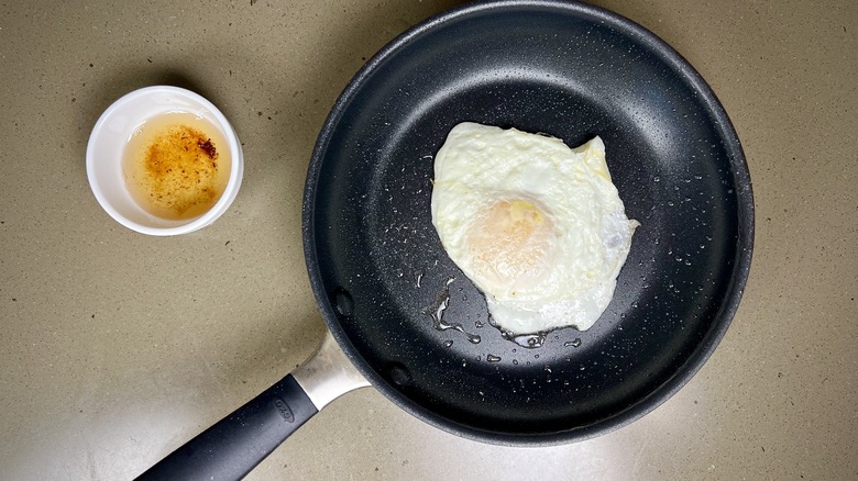 Egg fried in bacon fat