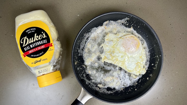 Egg fried in mayonnaise