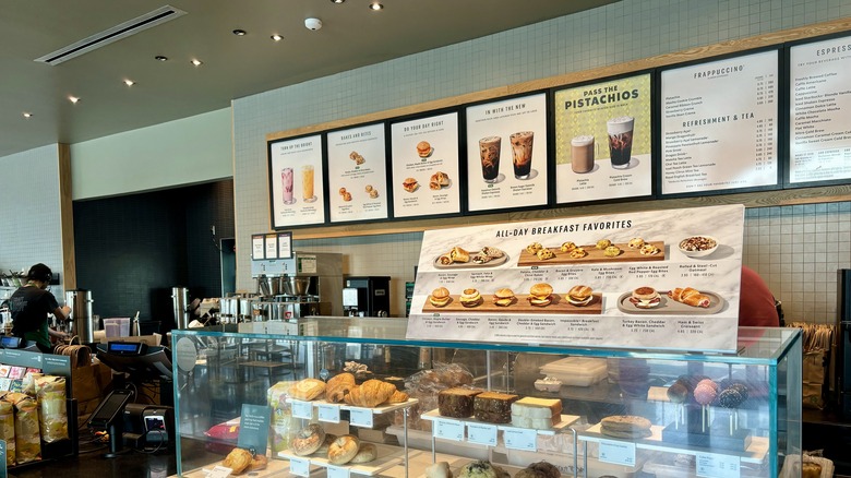 Starbucks counter with menu