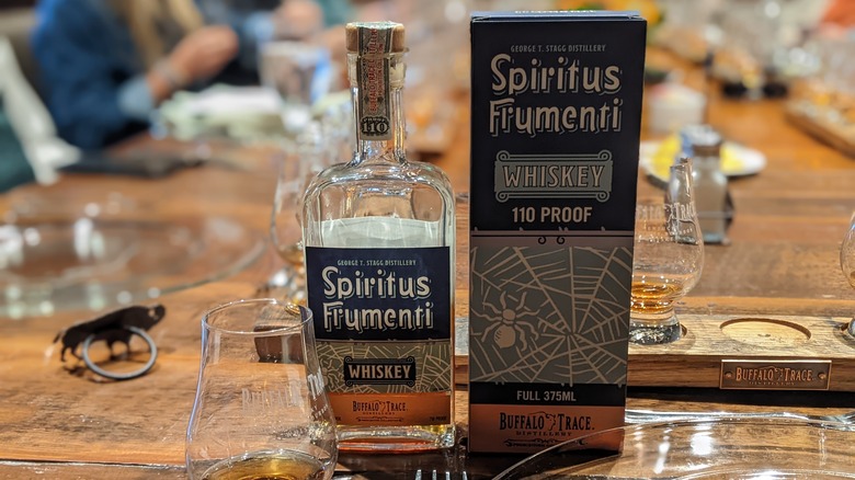 Spiritus Frumenti whiskey bottle box glass