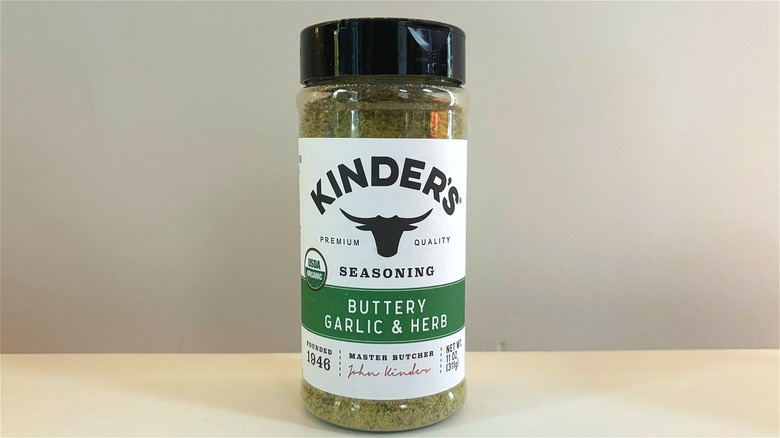 bottle of Kinder's Buttery Garlic and Herb Seasoning