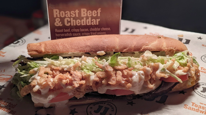 Jimmy John's toasted Roast Beef and Cheddar sandwich