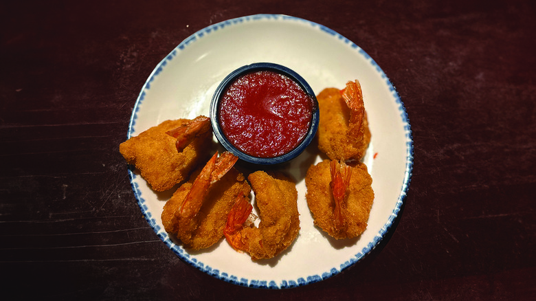 Walt's favorite breaded shrimp with cocktail sauce