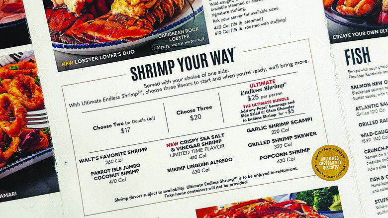 Ultimate Endless Shrimp menu